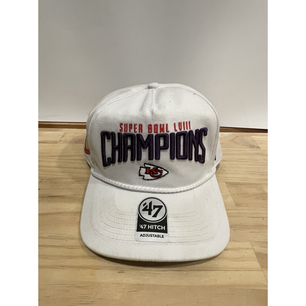 '47 Brand Hitch 2024 Kansas City Chiefs White SuperBowl Champion LVIII Hat USED